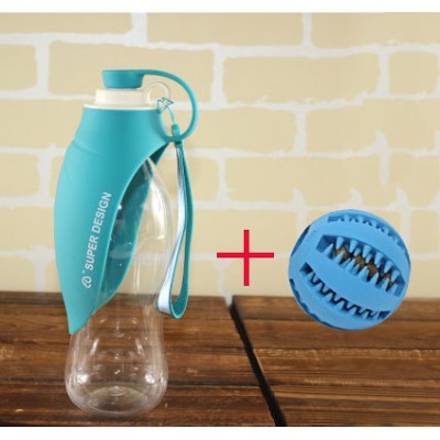 New design outdoor Portable water bottle silicone pet slow food feed balls with mint flavour